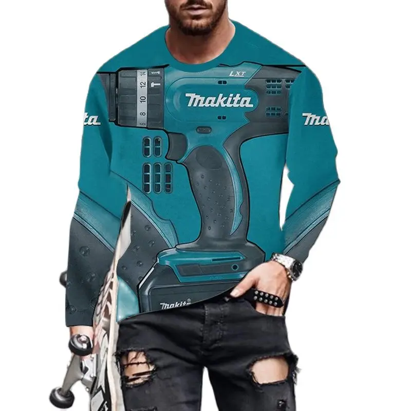 

Makita Tools 3D Print Long Sleeve Men T-shirt Loose O-Neck Long-Sleeved Spring Autumn Casual Unisex Large Size Men Clothing