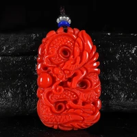 natural red hand carved zodiac dragon jade pendant fashion jewelry mens and womens zodiac dragon necklace