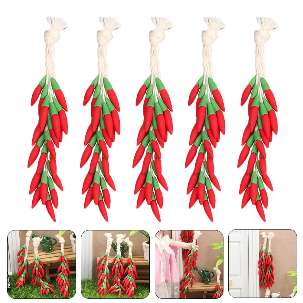 

5 Strings of Simulation Chili Props Fake Resin Vegetables Photo Props for Vegetable Shop