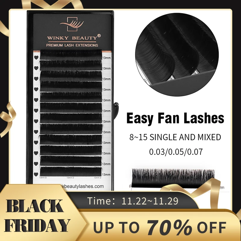 

Winky Beauty Easy Fan Lashes Faux Mink Eyelash Extension Fast Bloom Austomatic Flowering Self-Making Volume Soft Natural Makeup