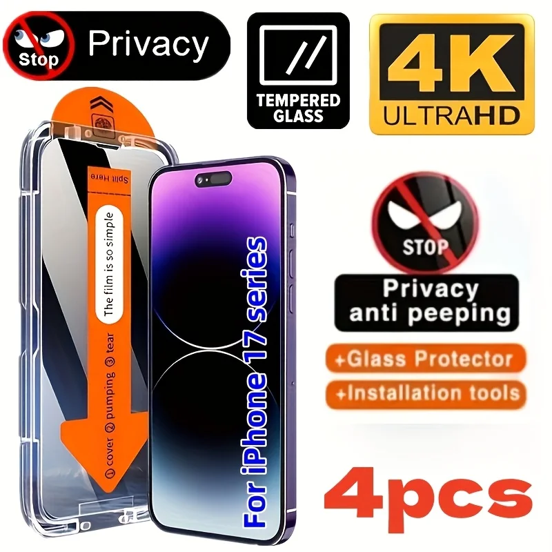 4 шт., защитная пленка для экрана с полным покрытием для Iphone 11 12 13 14 15 16 17 Pro Max, закаленное стекло для iphone 16e Air XR XS Max Glass (art.: 3920d2eefbcd9) - 3920d2eefbcd9