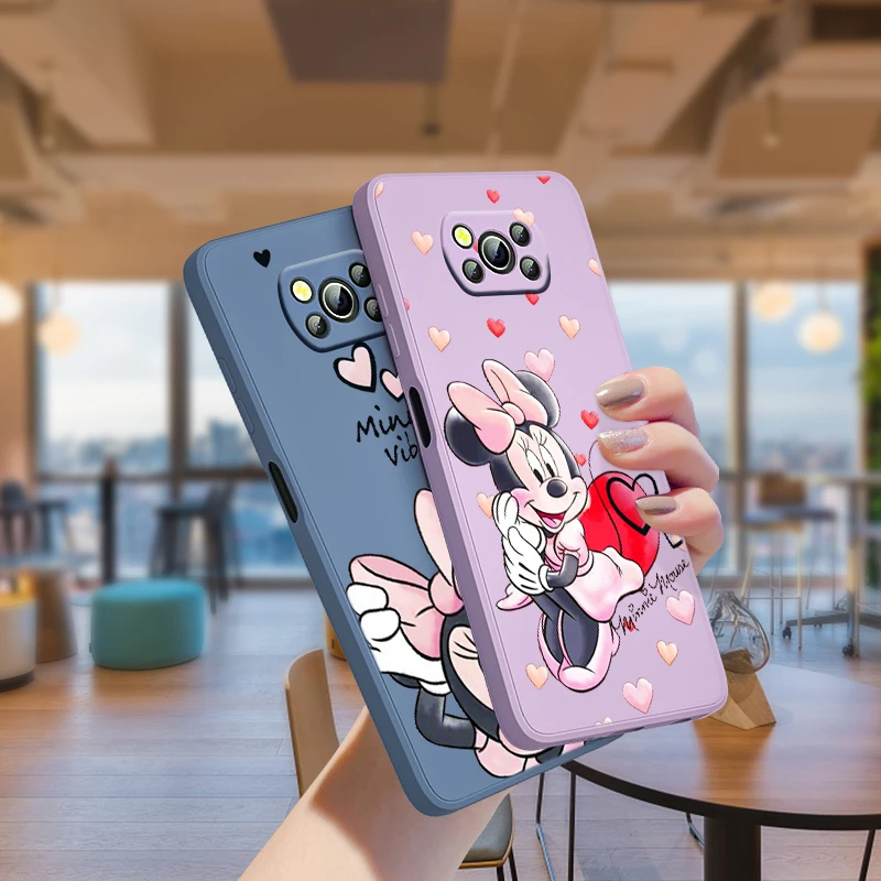 

Pink Mickey Mouse Disney For Xiaomi Poco X3 NFC F3 GT X2 M4 M3 M2 Redmi 9A Note 10S 10 9 Pro Liquid Silicone Rope Phone Case