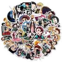 102550pcs japanese anime demon slayer graffiti stickers for computer laptop guitar waterproof ghost slayer decal toys stickers