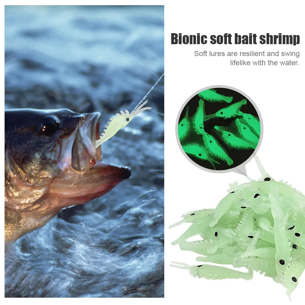 

50Pcs 3cm Luminous Shrimp Fishing Bait Soft Lure Worms Glow Shrimps Fishing Lures for Bass Crappie Rubber Wobbler Fishing Tackle