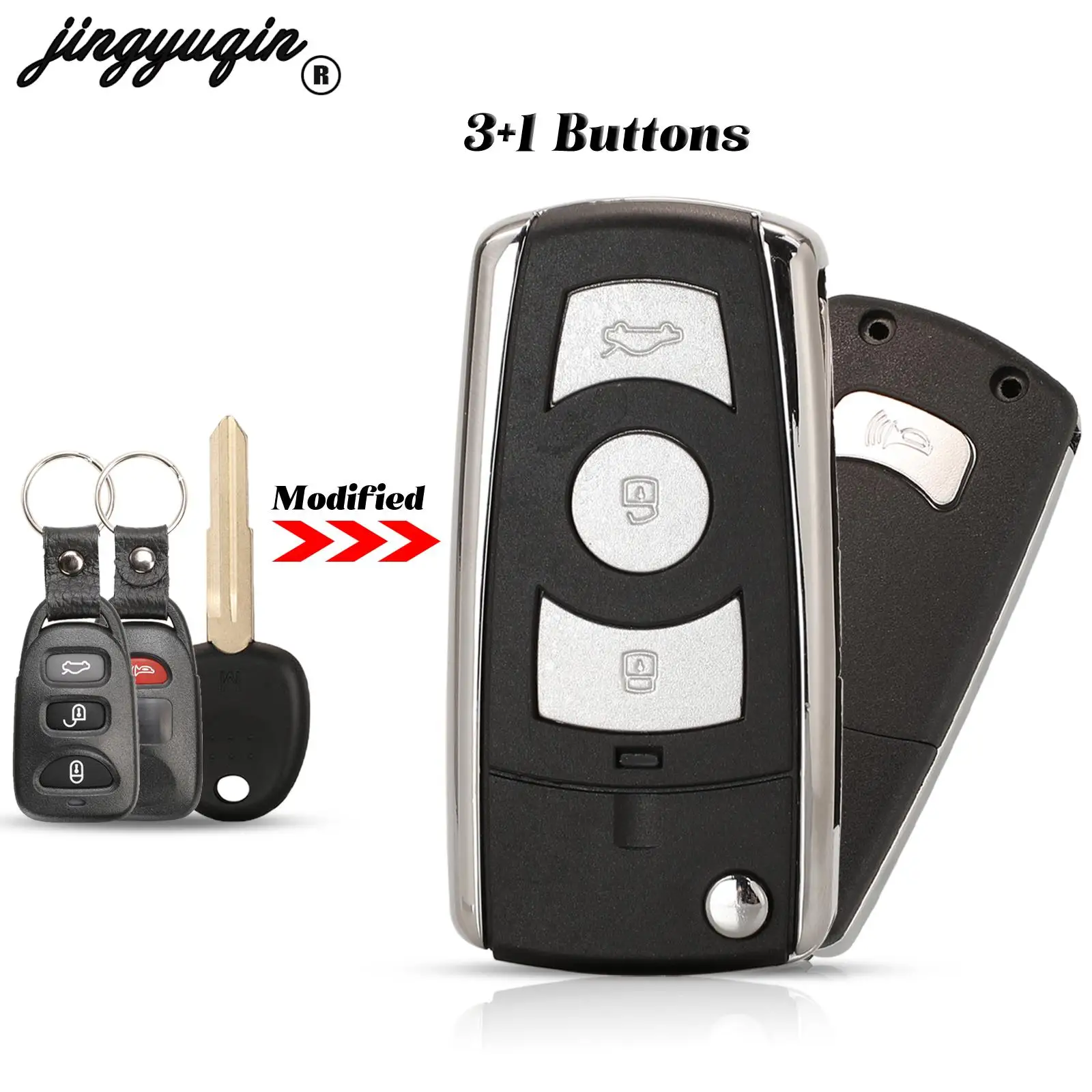 

Jingyuqin 3 + 1 кнопка флип-чехол для дистанционного ключа для Kia Cerato 2004-2006 подходит для Hyundai Elantra Sonata Genesis Santa Fe Accent