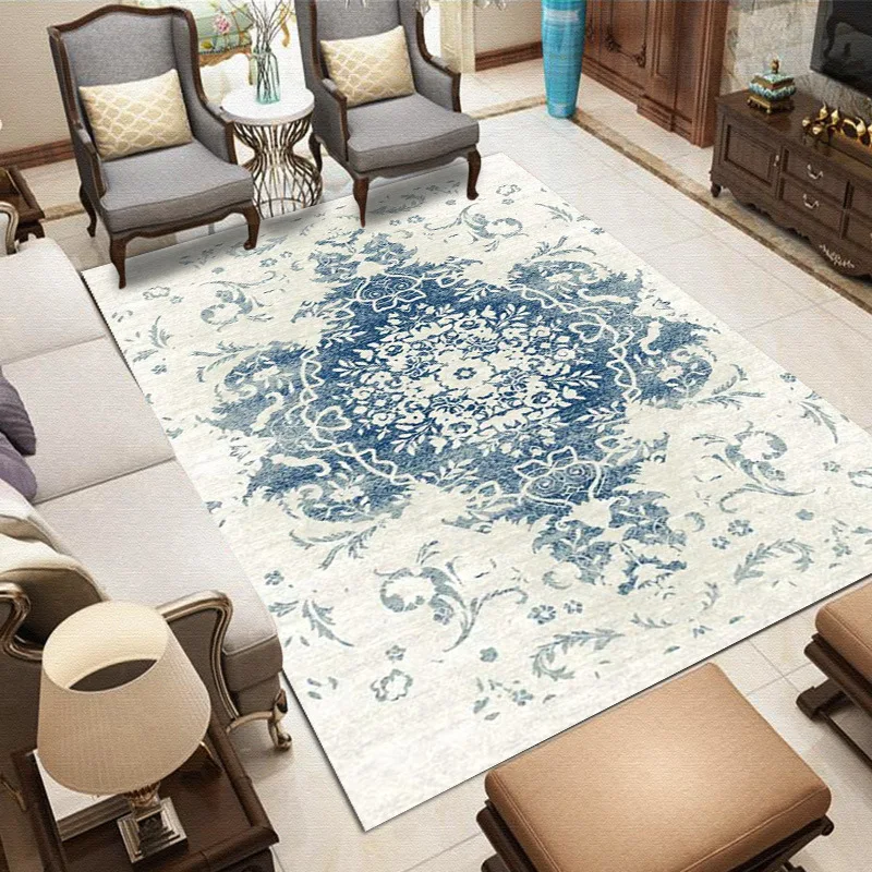 

Chinese Style Vintage Bohemian Living Room Carpet Rectangle Persian Sofa Coffee Table Area Carpets Non-slip Entrance Door Mat