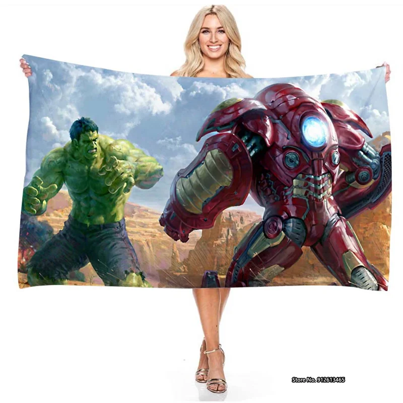 

Marvel Sci-fi Movie Avengers Series Design Patterned Bath Towel 3D Digital Printed Baby Rectangle Quick Dry Absorption Towels