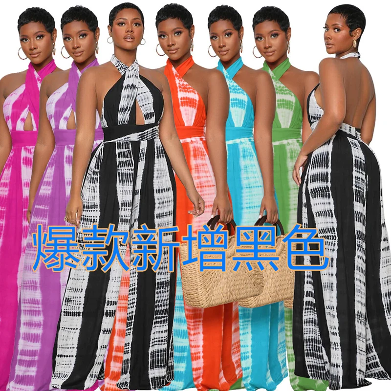 

Summer Women Dress 2023 Swimwear Korean Style Bikini Cover Up Beach High Waist Zipper Leisure Slim One Print Sleeveless JumpSuit