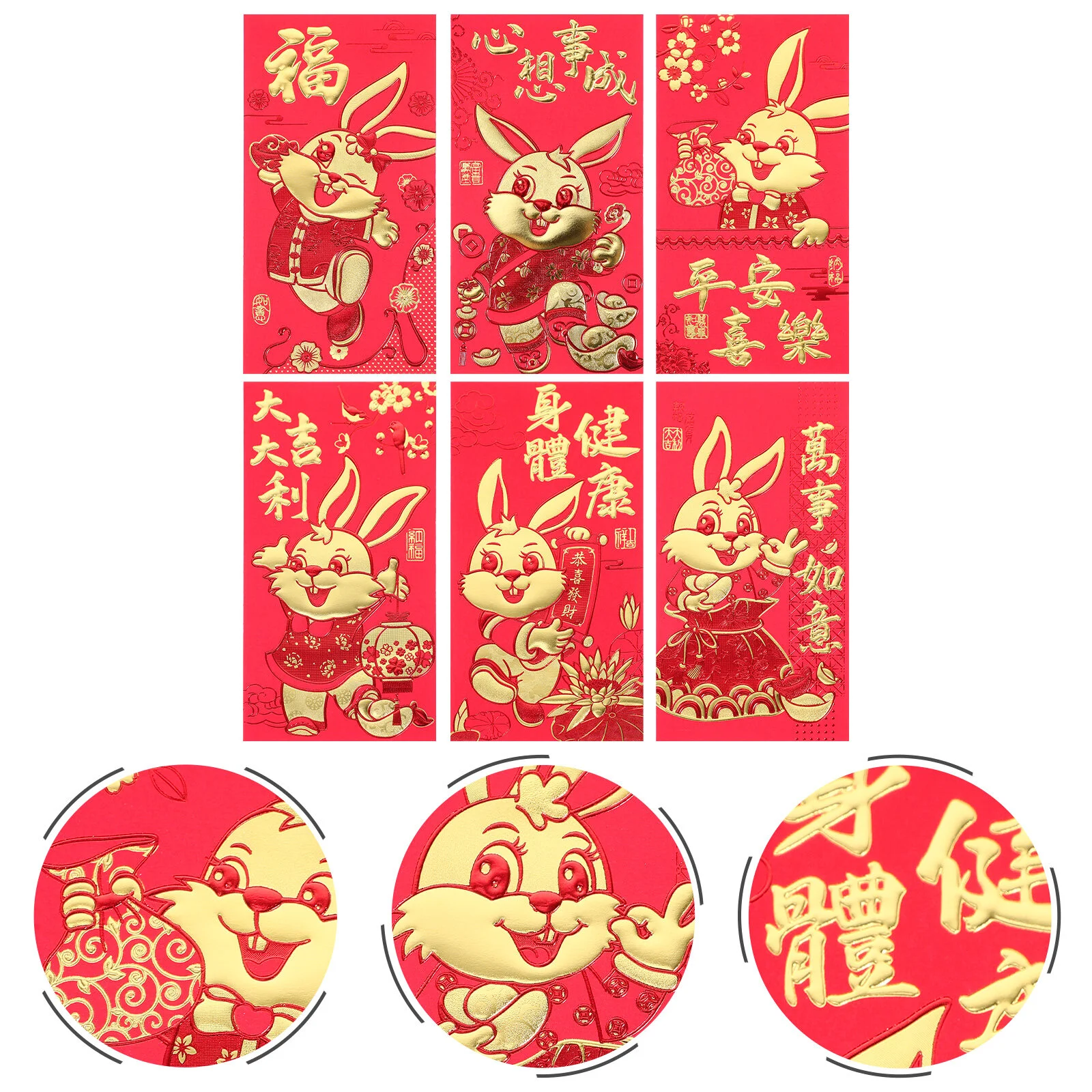 

Новогодний красный конверт, Китайский кролик, праздничный креативный пакет, стандартная сумка, Подарочная сумка, кролик, мультяшный фотоал...