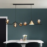 led modern black gold ceiling chandeliers for dining table kitchen lighting nordic minimalist interior glass chandelier