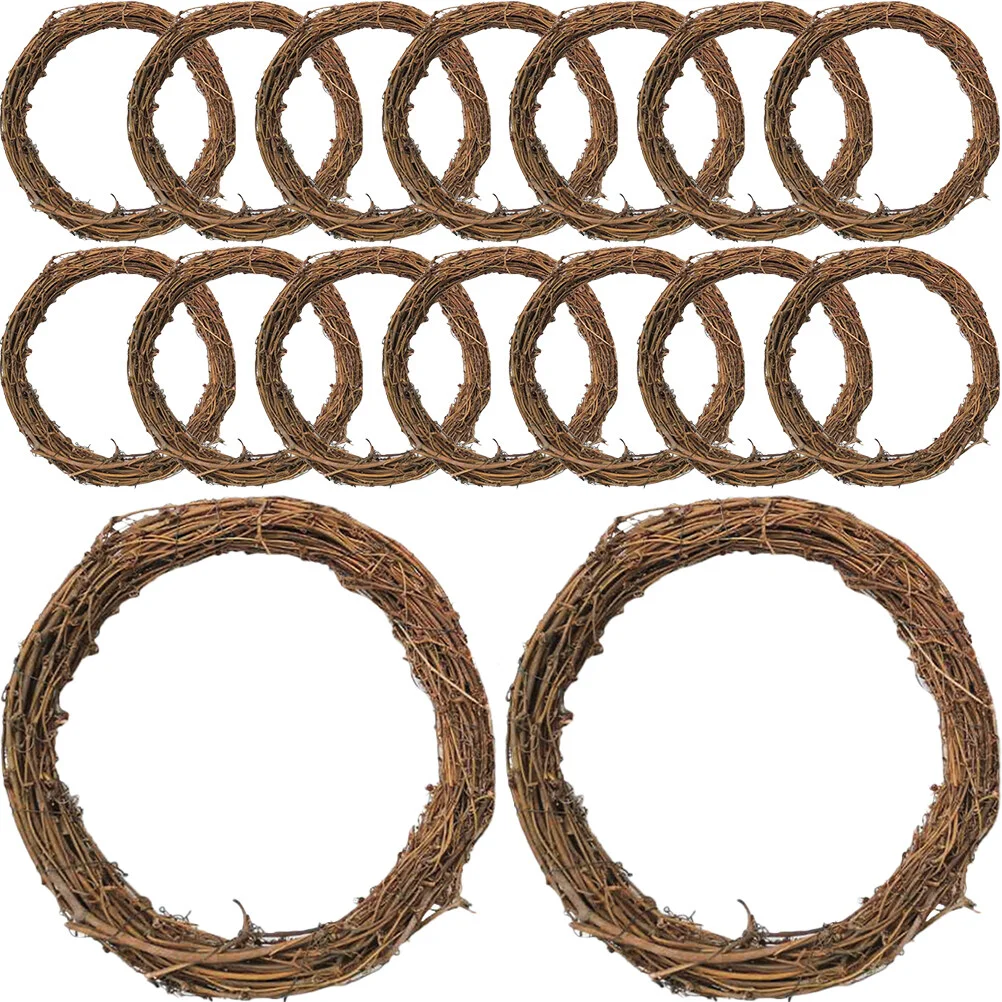 

16 Pcs Material DIY Wreath Garland Vine Christmas Rattan Circle Round Frame Natural