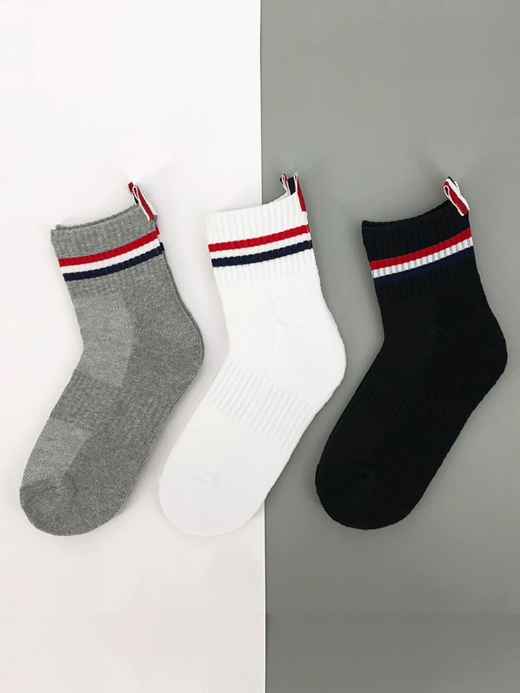 3 pairs of tb mid-tube socks for men's low-top deodorant sweat-absorbing tide brand trend sports basketball socks for women