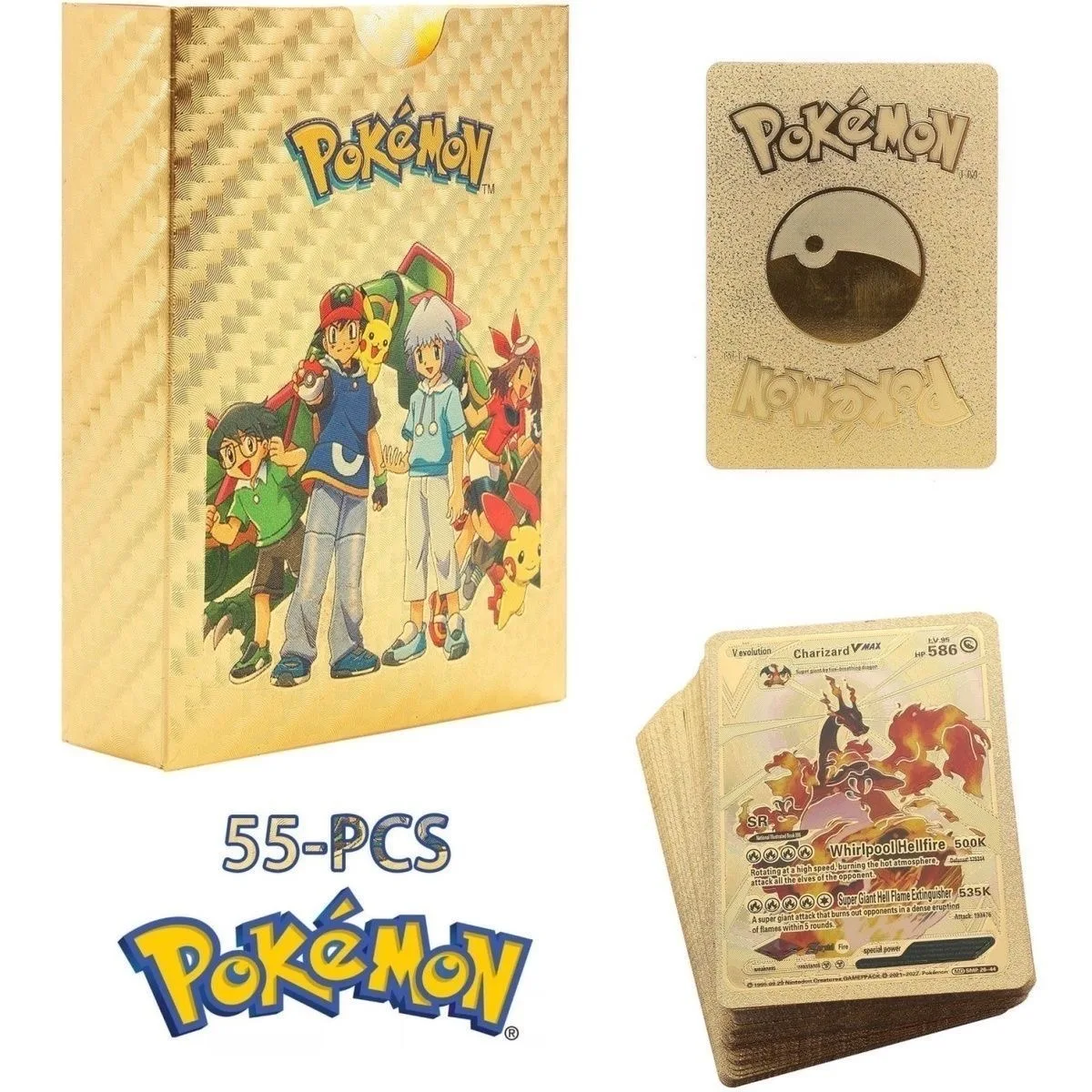 

5/27/55Pcs Pokemon Card Gold Sliver Spanish Vmax GX Energy Card Charizard Pikachu Rare Collection Battle Trainer Boys Gift