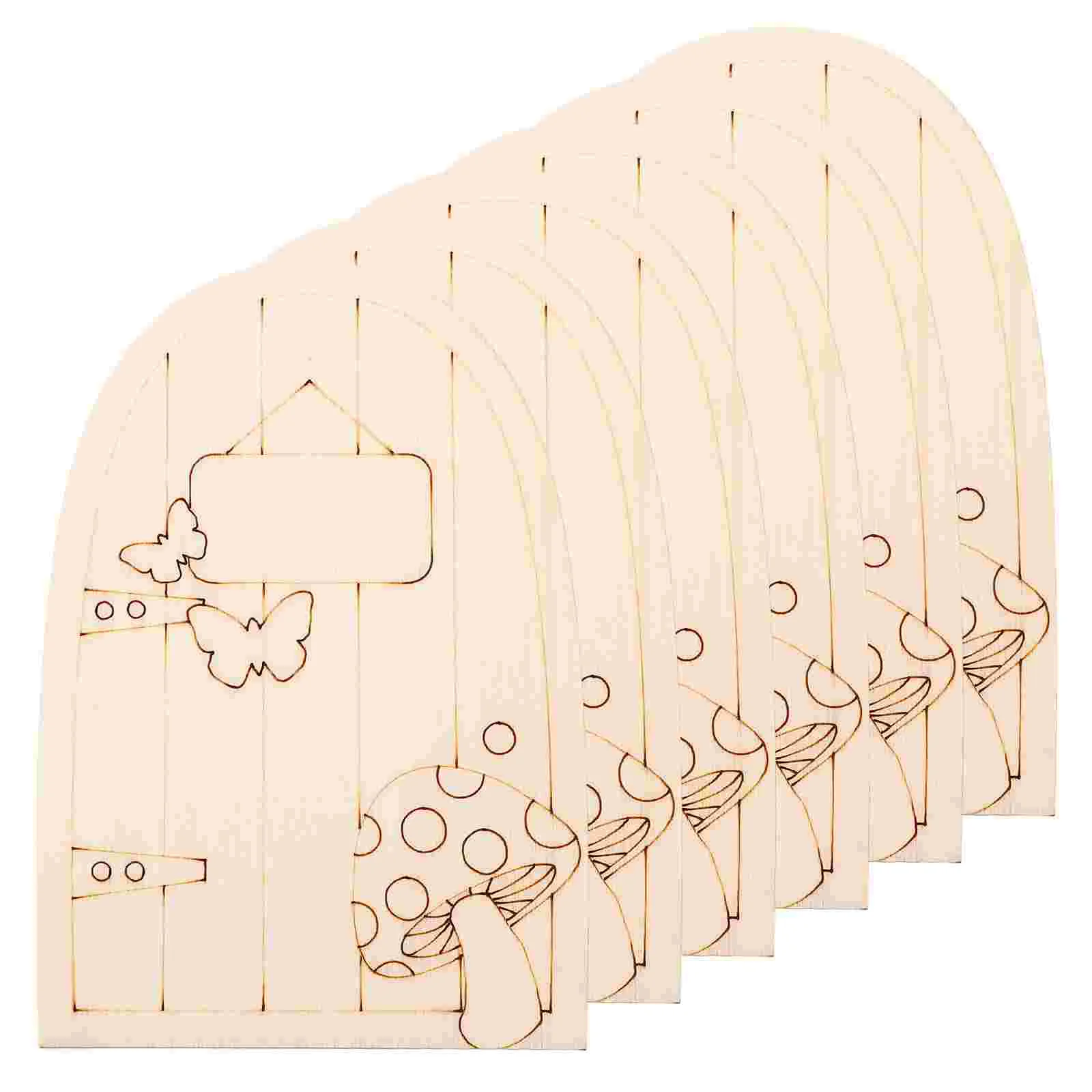 

20pcs Wooden House Delicate Fairy Door Decor Creative Fairy Door Ornament Garden Supply