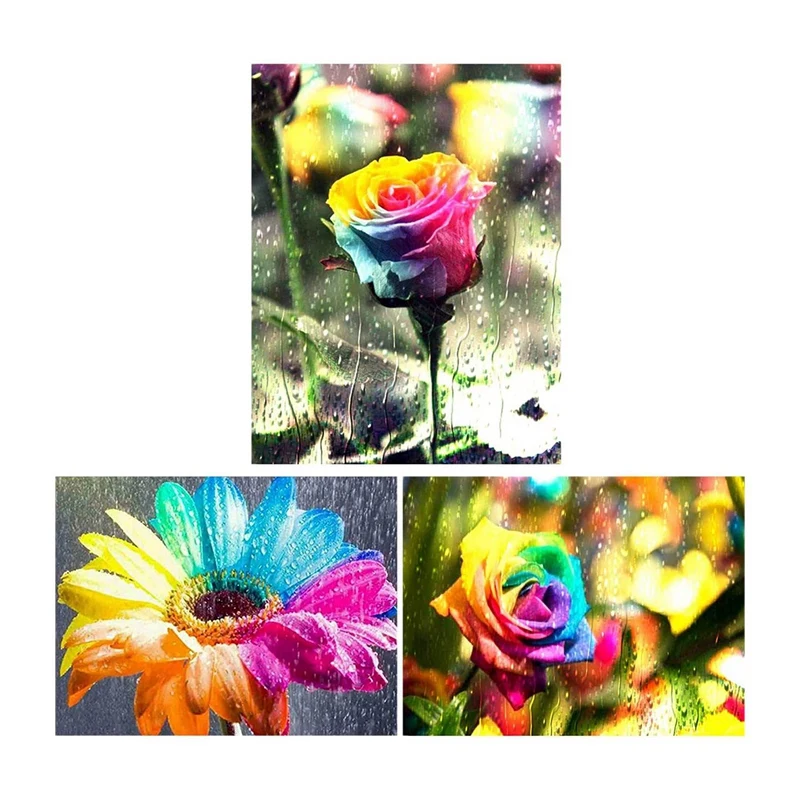 

3 Pack DIY 5D Diamond Painting Kit For Adults, Rhinestone Painting Rose Flower Butterfly Diamond Picture Wall Decoration B