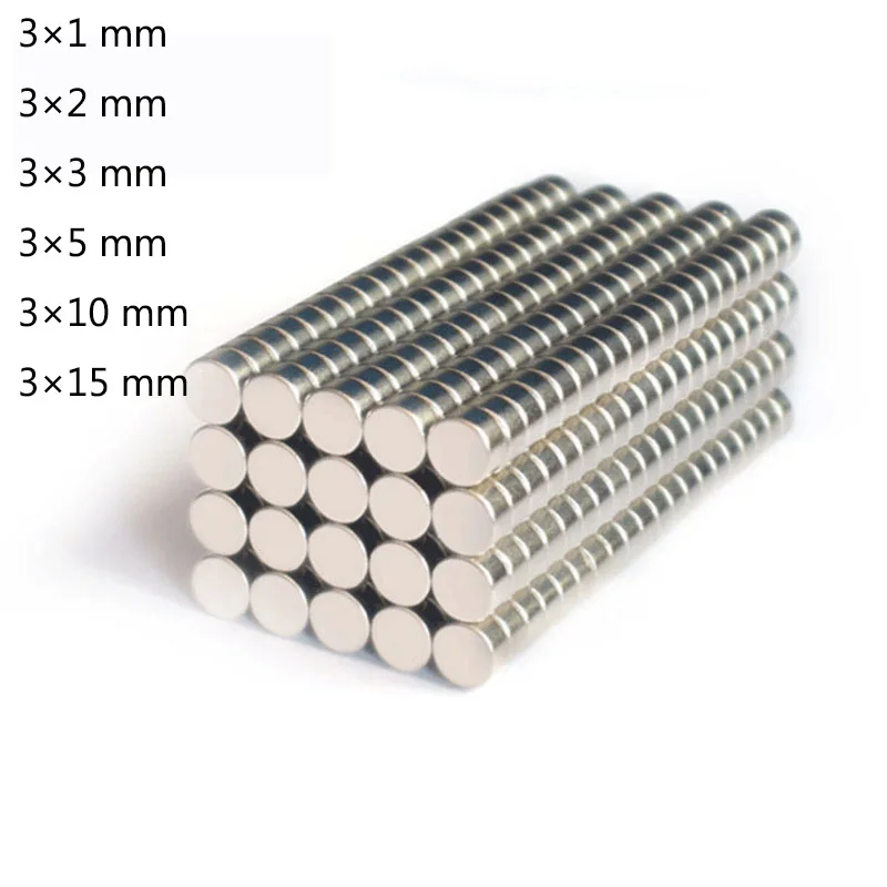 

50 100PCS 3x1/3x2/3×3/3x5/3x10/3x15mm Round Magnet Powerful Magnet Rare Earth Neodymium Magnet N35 Magnet