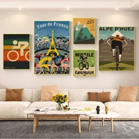 alpe mountain bicycle bike ride art poster retro kraft paper sticker diy room bar cafe aesthetic art wall painting