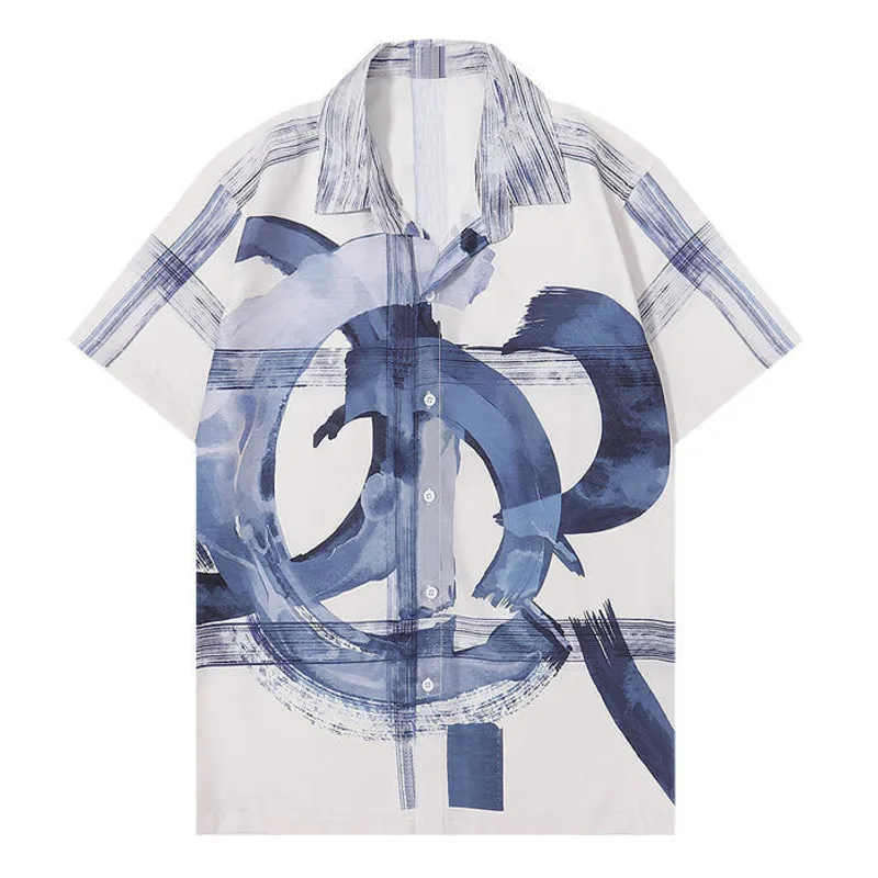 

Рубашка мужская с короткими рукавами, повседневная, в стиле ретро, с абстрактным принтом, лето 2022