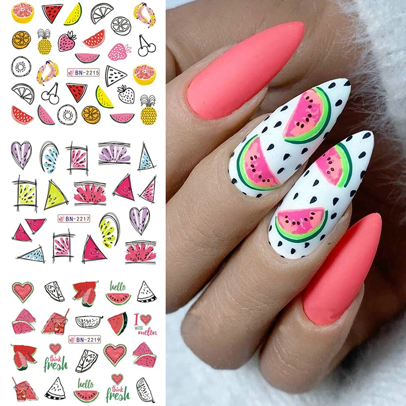 

12pcs Fruit Series Nail Stickers Transfer Sliders Manicure Nails Art Decals