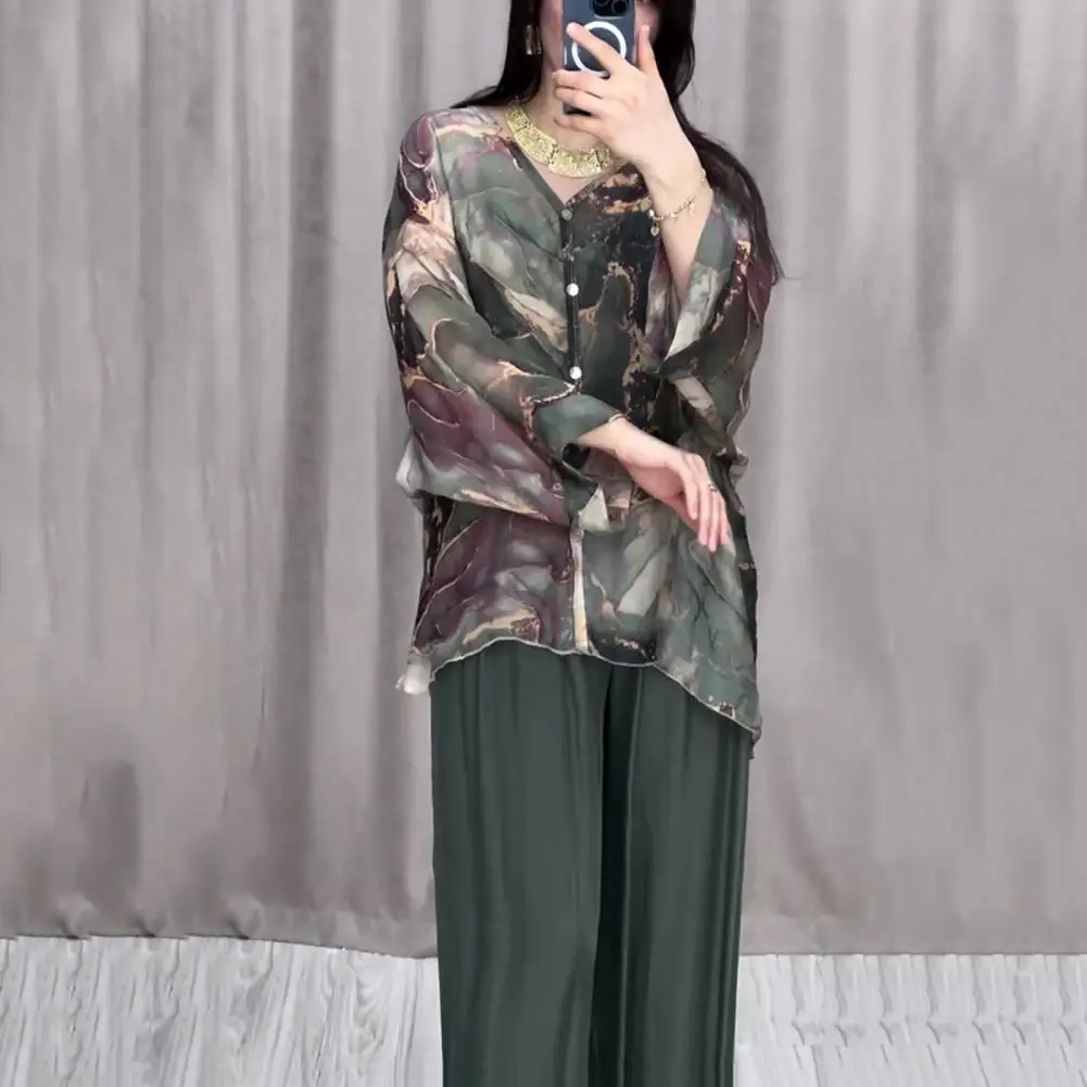 2 шт./комплект женская блузка с V-образным вырезом и брюки