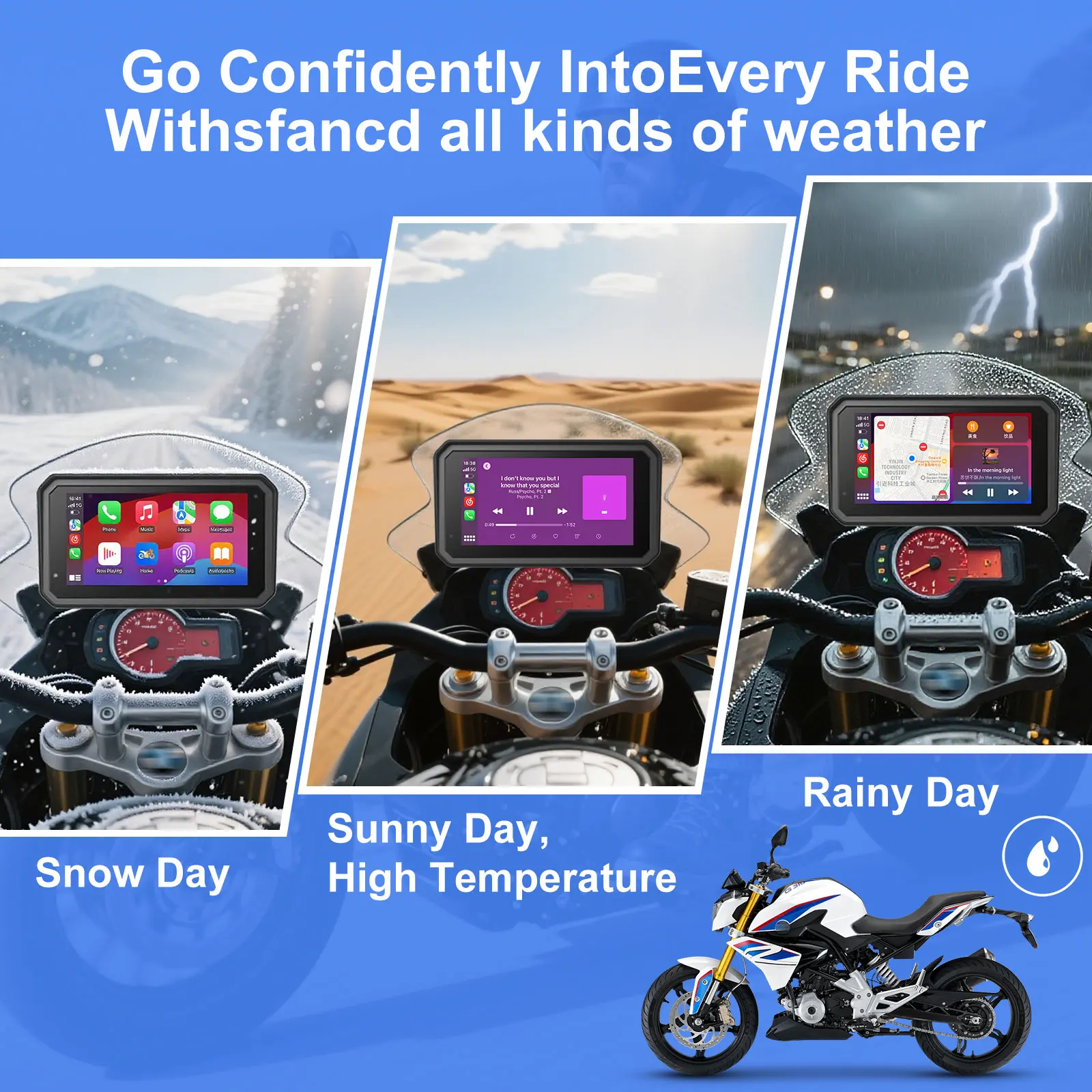 Фото Специально для BMW R1200GS R1250GS R1300GS F800 F850 F900 S1000XR Wireless CarPlay Moto Android Auto GPS Мотоциклетная навигация №4