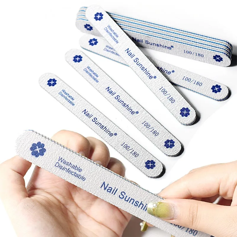 

Пилка для ногтей с синим принтом, 5 шт., наждачная бумага, буферы для лака для ногтей, блоки 100/180, специальные инструменты для маникюра и педик...
