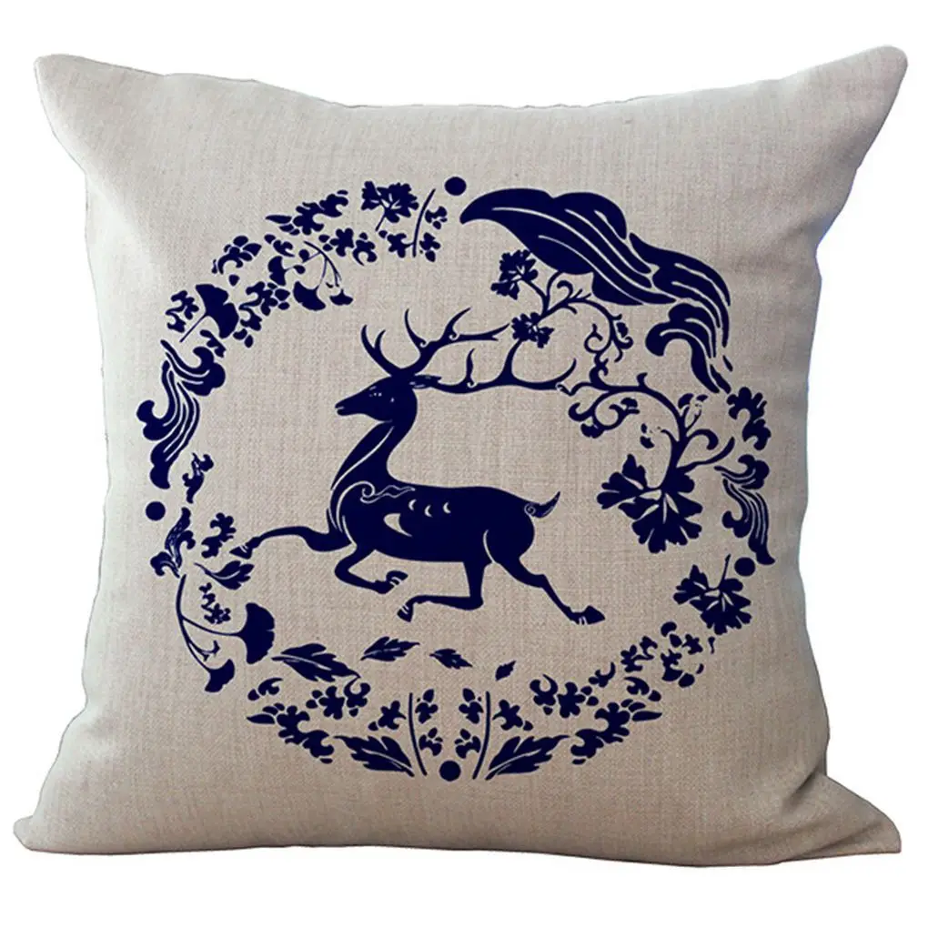 

Reusable Cushion Case Cover Classical Lightweight Cotton Linen Wear-resistant Hug Pillowcase Home Decor Type 9