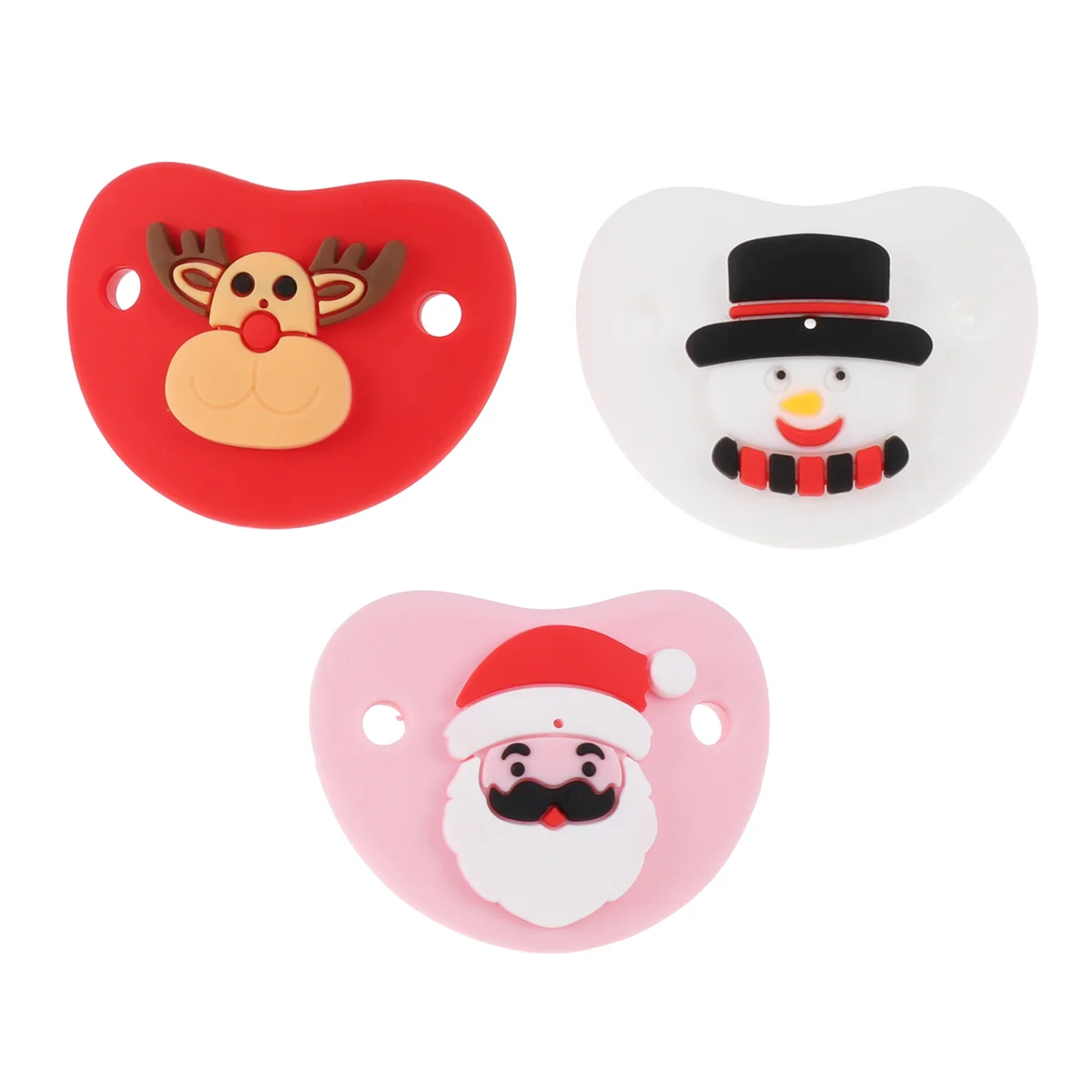 

Christmas Pacifiers, 3pcs Funny Santa Snowman Reindeer Unisex Pacifier for Xmas Holiday Party Favor Gifts