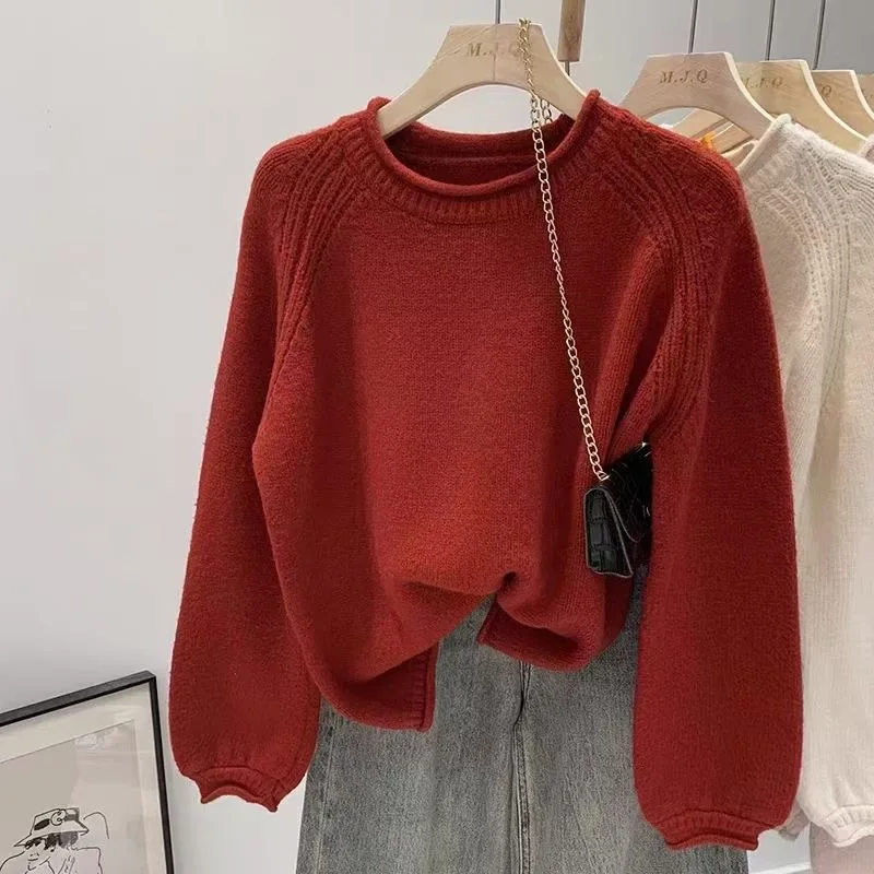 Наслаждайтесь модным 2024 новый мягкий эластичный свитер с круглым вырезом и