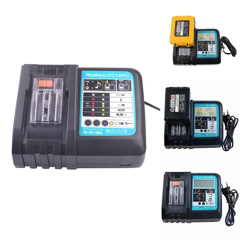 

DC18RC Li-Ion Battery Charger For Makita 14.4V 18V Battery BL1830 Bl1430 DC18RC DC18RC With LCD EU Plug