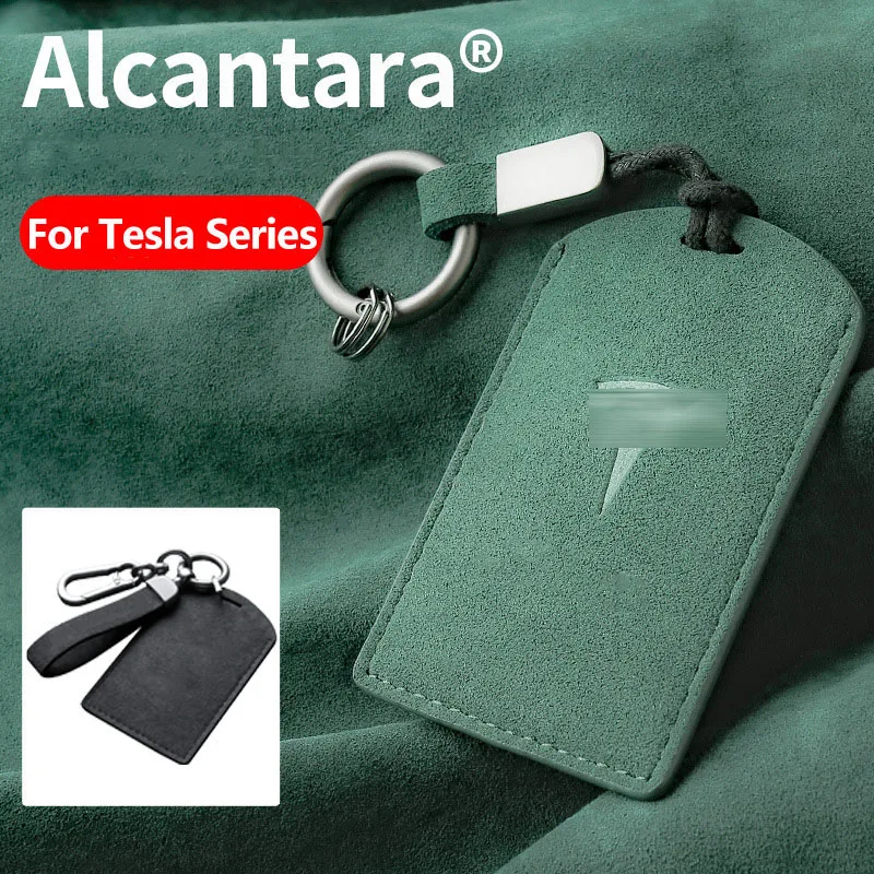 

Ushiife Customized High-End Alcantara Suede Key Chains Key Remote Case Cover For Tesla Model3 Model Y Model X Car Accessories