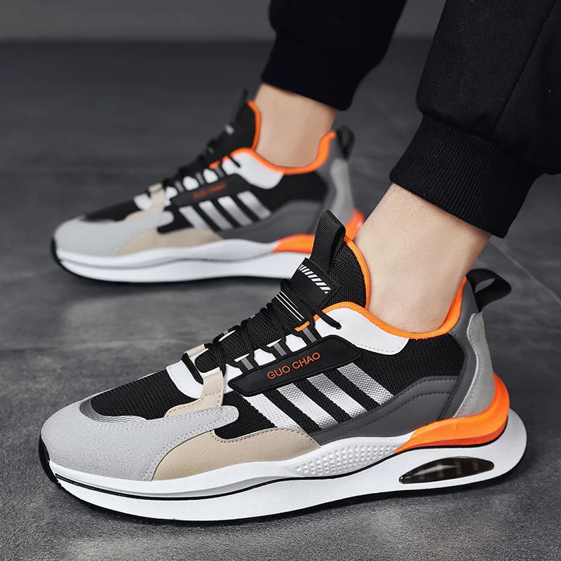 

Men Causal Sport Shoes Fashion Breathable Mesh Sneakers Street Style Man Lace-up Striped Trainers