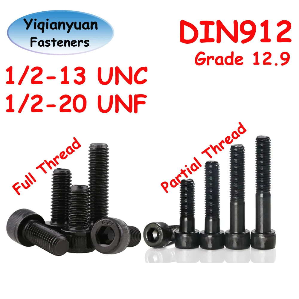 

Болты Yiqianyuan DIN912 12.9 стальные шестигранные 1/2 дюйма