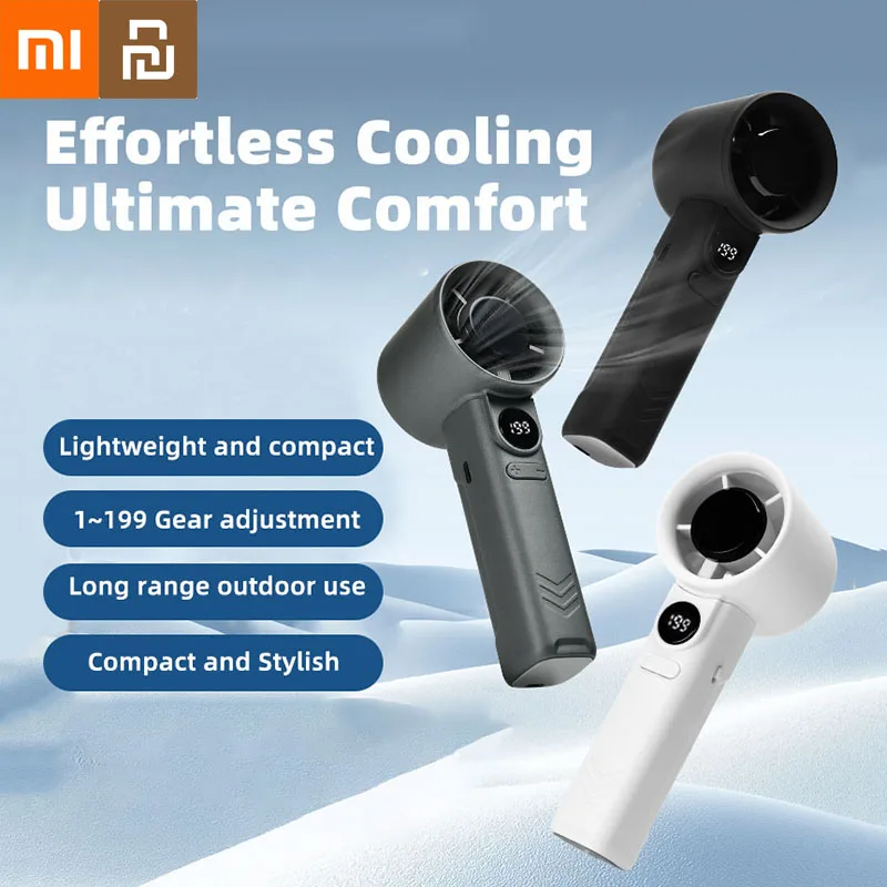 Фото Xiaomi Youpin Мини Портативный Ручной Вентилятор USB Перезаряжаемый Вентилятор Ручной Мощный Ветряная Сила 199 Регулируемая Скорость Открытый Дом Новый №1