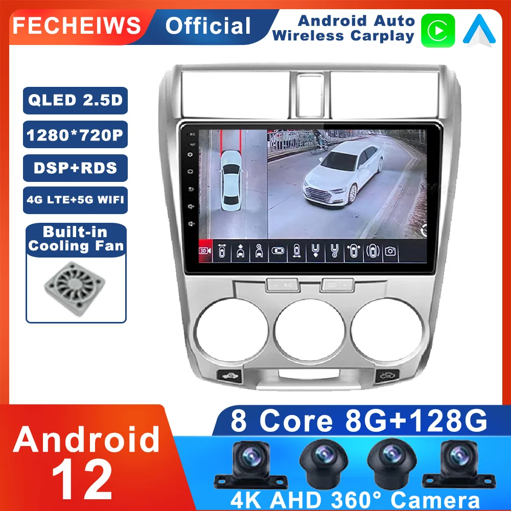 

Автомагнитола 2DIN, 10,1 дюйма, Android 12, для Honda city 2008-2013, стерео, RDS, видео, 4G, мультимедиа, BT, Wi-Fi, проигрыватель SWC, AHD, ADAS, DSP