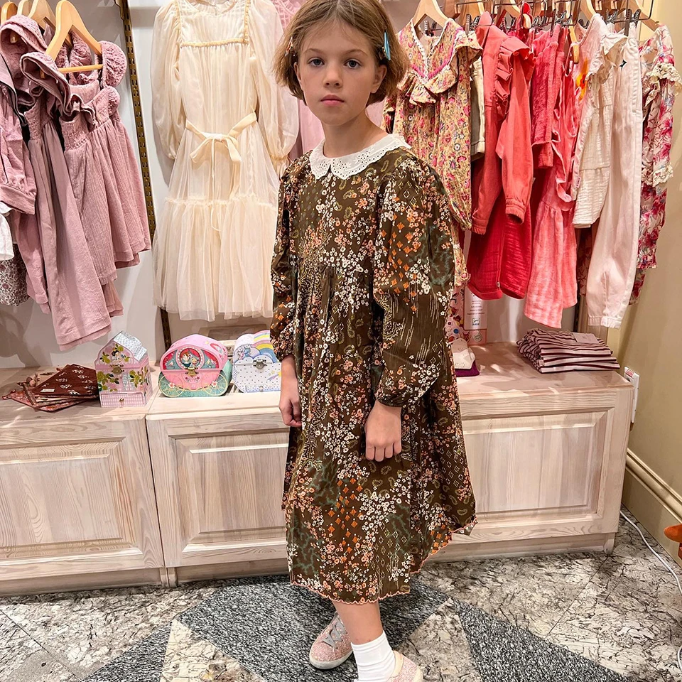 Детское бархатное платье принцессы брендовый комбинезон с длинным рукавом для