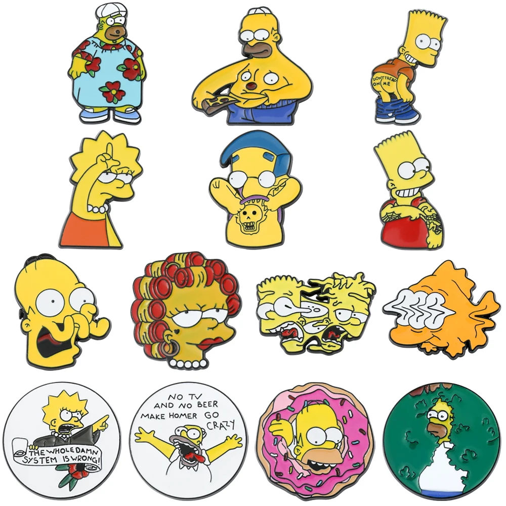 The Simpsons Hard Enamel Pins Collection Cartoon Brooch Backpack Hat Bag Collar Badge Denim Collar Lapel Pin Jewelry Kids Gift