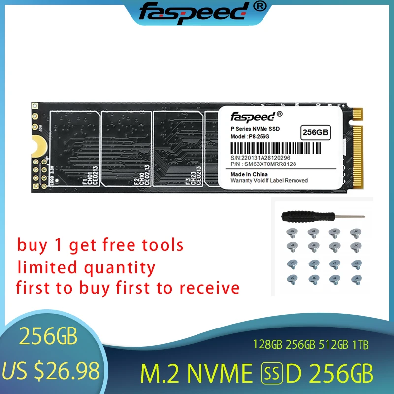 

Faspeed SSD NVME M2 256GB Ssd M.2 HD ssd 128GB 512GB hd 1tb Notebook 2280 PCIe 3.0 2TB HDD Disco Duro For Computer ssd nmve m2