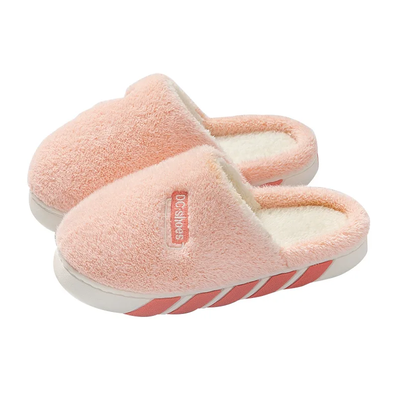 Women Man Closed Cotton Slippers Autumn Winter Warm Home Shoes Indoor Slip-On Short Plush Thicken Floor Slippers Two Wear Unisex
