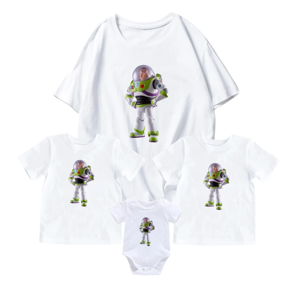 

Disney T-Shirts Buzz Lightyear Summer Casual Kids Short Sleeve Baby Girl Boy Baby Romper Family Matching Clothes Adult Unisex