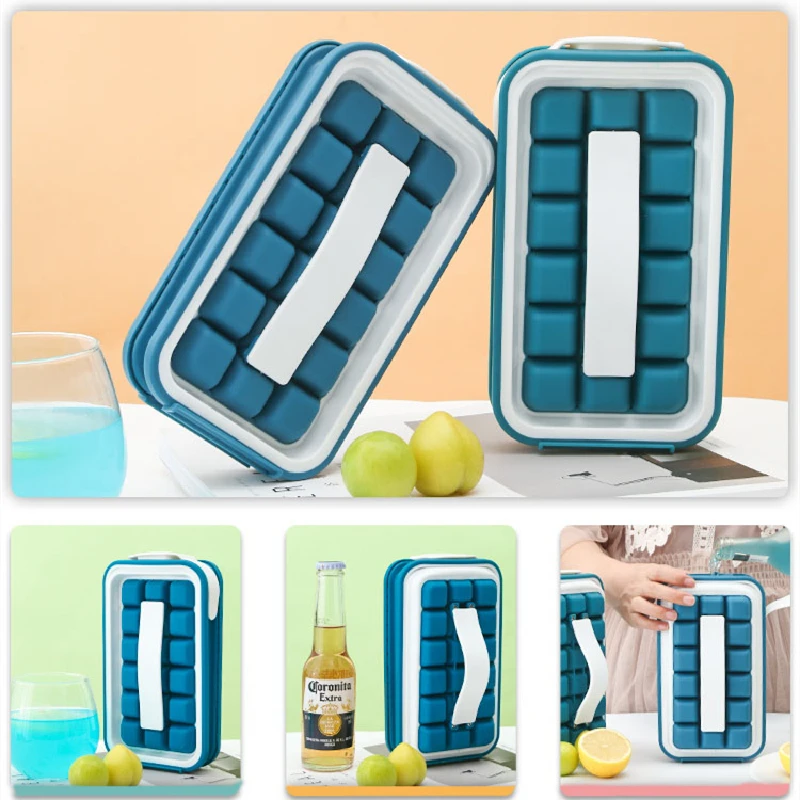

2 In 1 Portable Silicone Ice Ball Maker Foldable DIY Lattice Ice Hockey Kettle Cubic Container Ice Cube Tray Bar Kitchen Tool