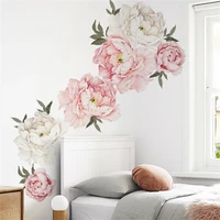 art nursery decals for living room interior decoration wall sticker luxury peony rose flowers print removable wallpaper stickers