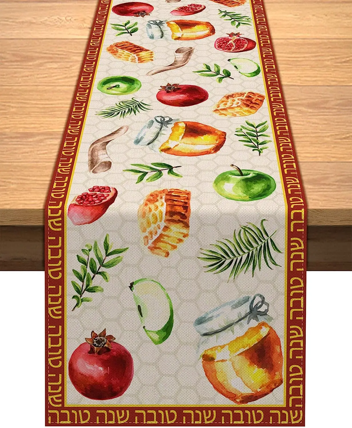 

2023 Rosh Hashanah Table Runner 33x183/275cm Linen Jewish New Year Dining Table Decoration For Home Hotel Kitchen Dining Room