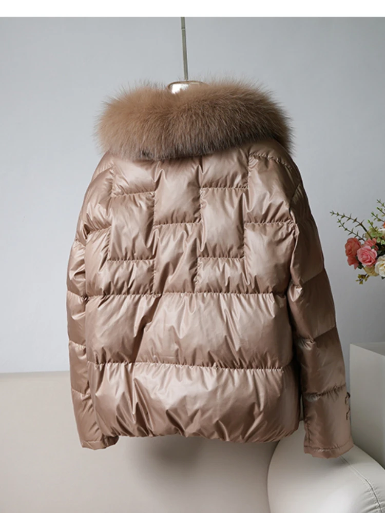 Натуральный натуральный лисьий меховой воротник 90% утиный пух пальто уличная