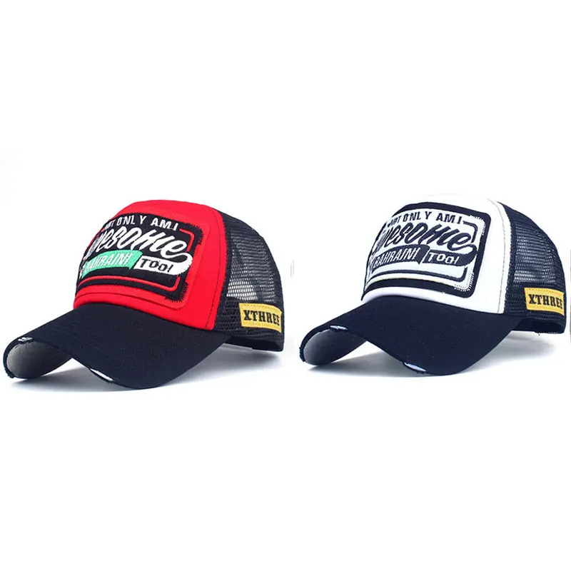 

Men's and women's sun hat embroidered letter printed hat adjustable Mesh Hat Black pasted cloth letter Embroidered Baseball