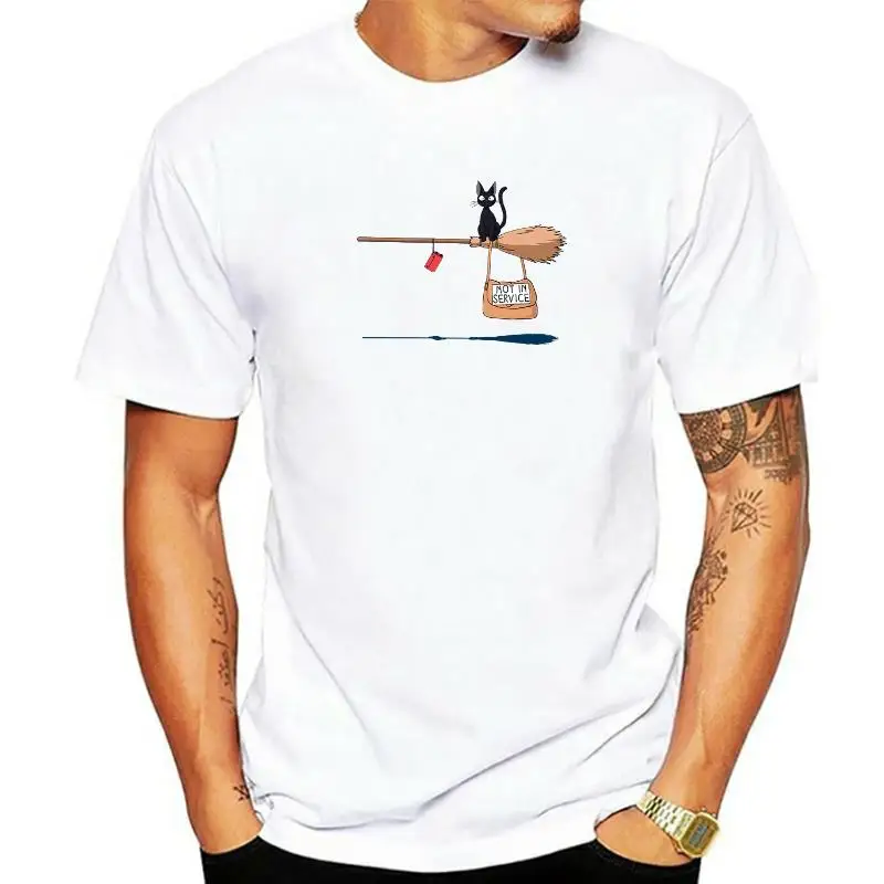 Kawaii Cat Not In Service Comics Print Женские мягкие топы с героями мультфильмов Модная футболка