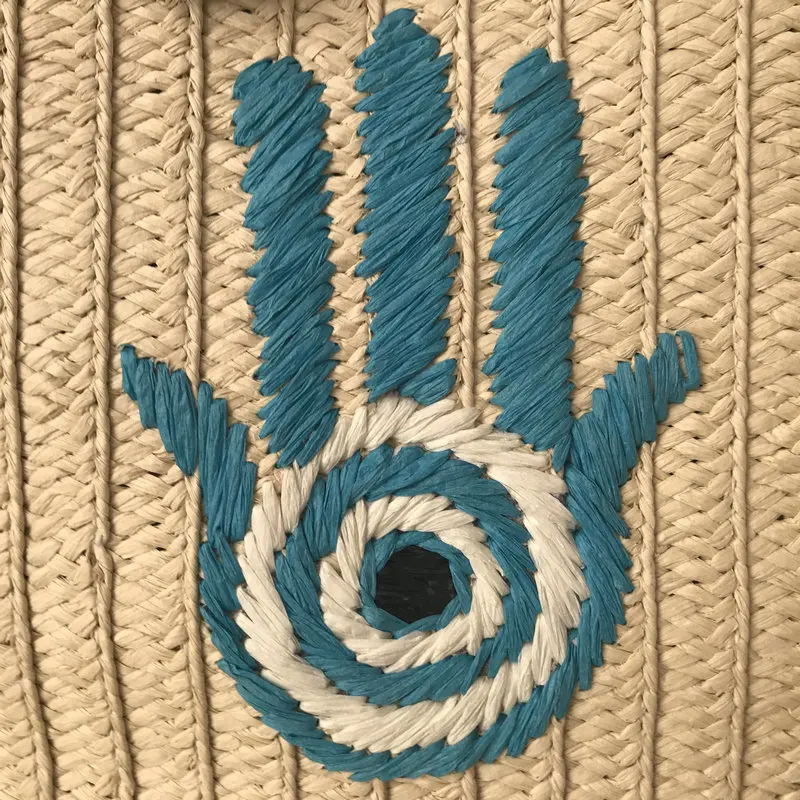 Luxury Eyes Embroidery Women Shoulder Bags Bohemian Tassel Straw Bags for Women Handbag Bali Travel Beach Bag 2022 Lafite Tote