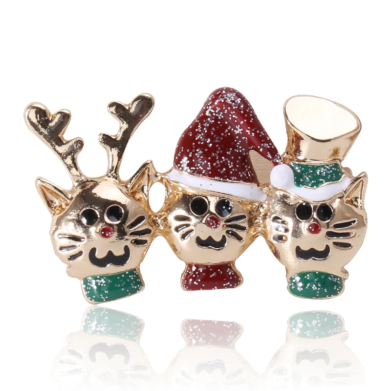 

Cartoon enamel dripping Christmas cat brooch