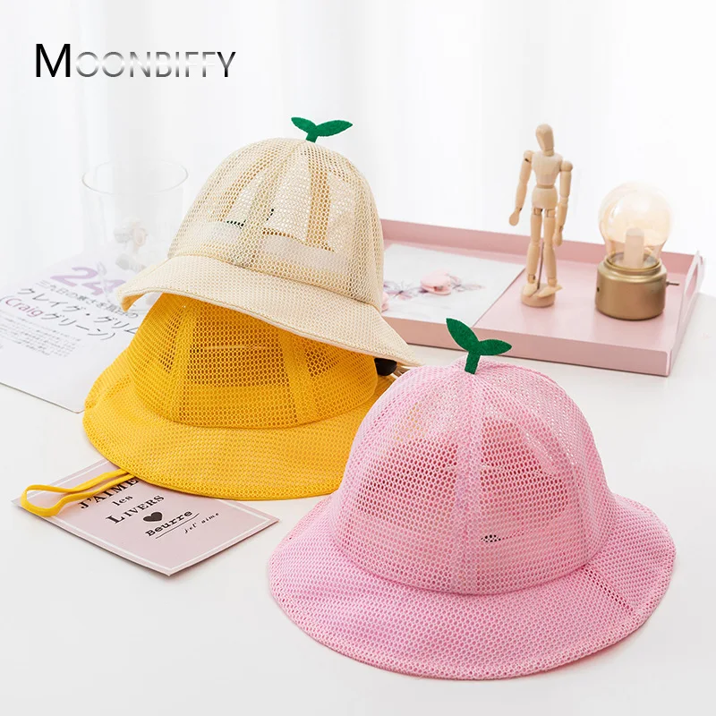 

Панама для мальчиков и девочек, детская шапка из дышащей сетки, однотонная пляжная шляпа от солнца, для маленьких детей, летние аксессуары