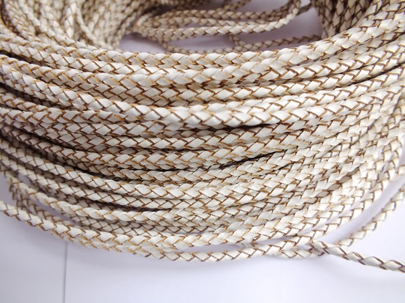 

Bulk 50m/lot 3mm White Braided Leather Cord Fit Necklace Bracelet A-2312